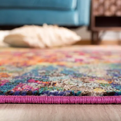 Miniatura 5 de SAFAVIEH Colección Madison - Alfombra de pasillo, 2'2" x 6', color fucsia y oro, diseño bohemio abstracto envejecido, no desprende pelusa y fácil