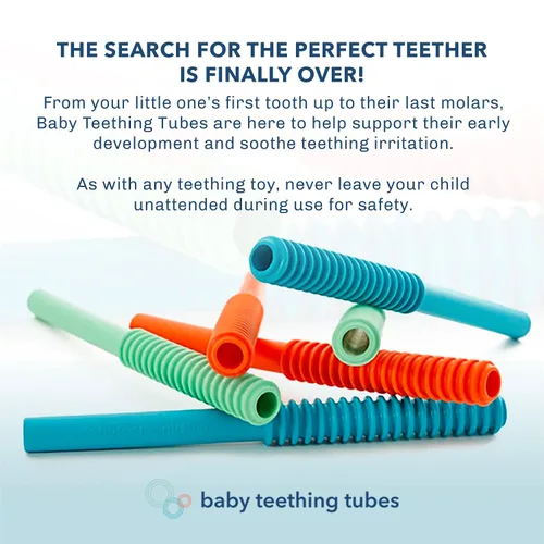 Miniatura 5 de Baby Teething Tubes - Juguetes de dentición para bebés hechos en los Estados Unidos - Juguetes suaves y duraderos para bebés y mordedor de silicona