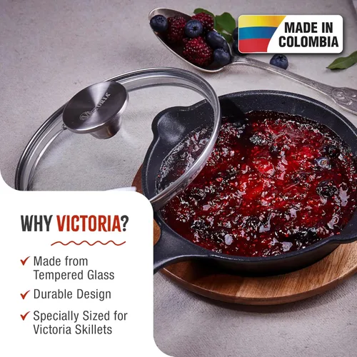 Miniatura 2 de Tapa de vidrio de 6 pulgadas para sartén o sartén redonda de hierro fundido de 6.5 pulgadas Victoria, hecha a medida solo para la marca Victoria