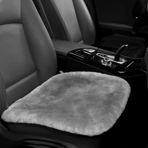 Miniatura 7 de IRIWOOL Almohadilla de asiento de piel de oveja auténtica, funda de asiento de lana suave australiana, transpirable y absorbente del sudor, cómoda