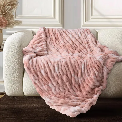 Miniatura 31 de Manta de piel sintética ultrasuave y acogedora, manta mullida de felpa gruesa de burbujas, manta mullida de lujo de gran tamaño para sofá, cama