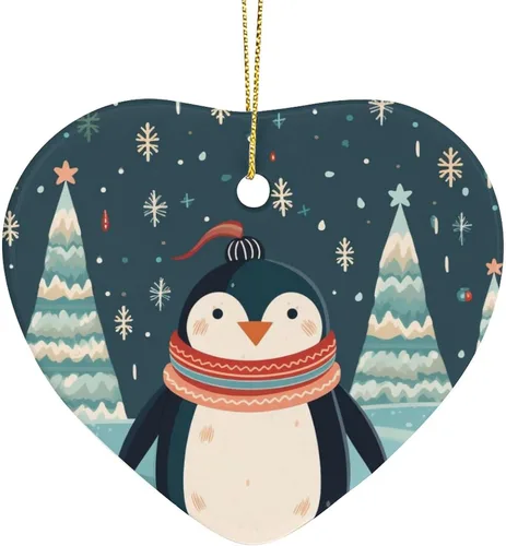 Miniatura 16 de Adorno de cerámica de pingüino para árbol de Navidad, adornos de árbol de Navidad de pingüino, decoración de árbol de Navidad para familiares