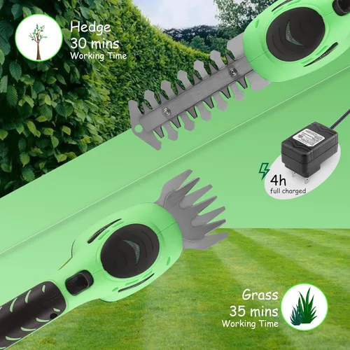 Miniatura 4 de Lichamp CGS-3602 CGS-3602 - Cortadora de setos eléctrica de mano 2 en 1 con batería recargable para jardín y césped, CGS-3602 Verde