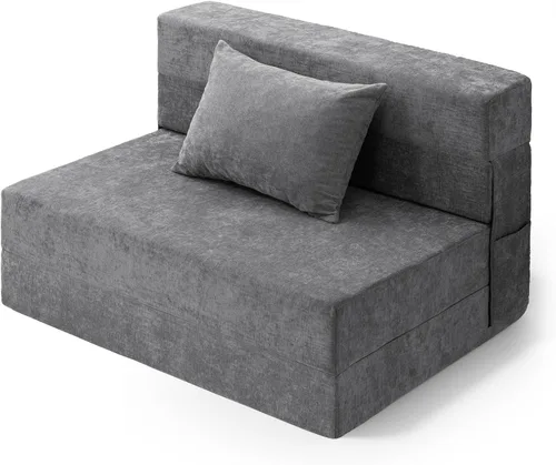 Miniatura 9 de HOMFINE Sofá cama plegable - Silla cama convertible con cojín, sofá desplegable, colchón de espuma viscoelástica para piso, sofá futón, sofá