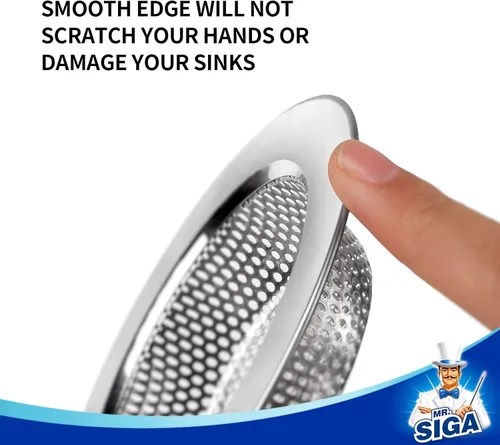 Miniatura 9 de MR.SIGA - Colador de fregadero de cocina, colador de drenaje de fregadero de acero inoxidable, apto para lavavajillas, diámetro exterior 4.4