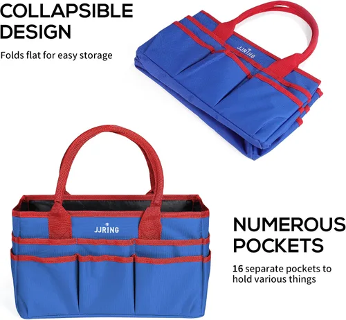Miniatura 6 de JJRING Bolsa organizadora para manualidades y arte, tela de nailon azul 600D, con bolsillos, para manualidades, álbumes de recortes, médicos y Azul