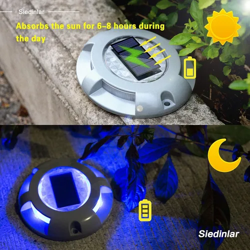 Miniatura 2 de SIEDiNLAR Luces solares para cubierta, luz LED para muelle de entrada, funciona con energía solar, marcadores de carretera impermeables para jardín