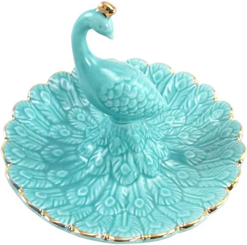 Miniatura 3 de Lependor Bandeja de joyería de cerámica de animales lindos Soporte para anillo de plato de baratija, collar, aretes, anillos, organizador de joyas