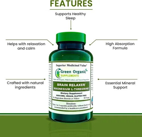 Miniatura 3 de Green Organic Supplements Magnesio L-treonina 90 VCaps (paquete de 3)