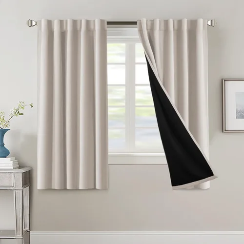 Miniatura 29 de H.VERSAILTEX Cortinas 100% opacas para dormitorio con forro negro, cortinas de oscurecimiento de habitación completa, con aislamiento térmico