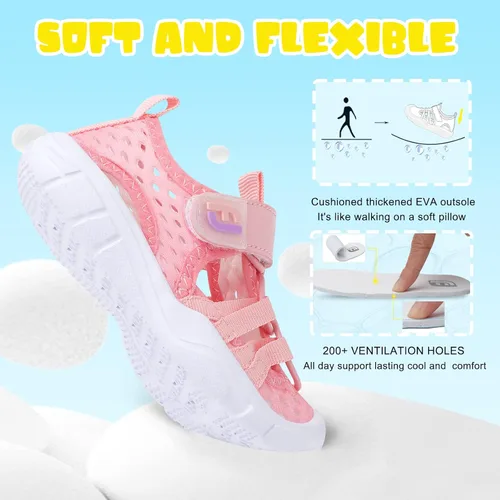Miniatura 5 de JOINFREE Zapatos de agua transpirables Qucik para niños y niñas, zapatos de agua secos, sandalias deportivas de playa, ligeras, descalzas y flexibles