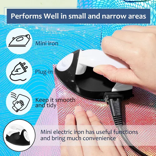 Miniatura 4 de Honoson - Plancha pequeña, térmica, portátil, práctica, con accesorios de base de carga, ideal para cuentas para planchar, parches, bricolaje, Negro