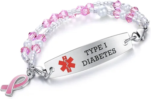 mnmoom Pulseras de identificación médica intercambiables de 7.5 pulgadas para mujeres pulseras de alerta médica con grabado personalizado