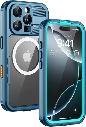Miniatura 19 de Lanhiem Funda magnética para iPhone 17 Pro Max, IP68 impermeable, a prueba de polvo, compatible con Magsafe, protector de pantalla integrado, cuerpo