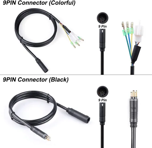 Miniatura 2 de Greenergia Cable de extensión impermeable 9Pin para kit de conversión de motor de cubo trasero BAFANG (80CM)