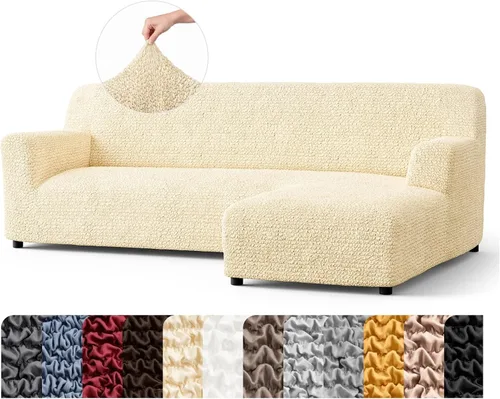 Miniatura 21 de PAULATO BY GA.I.CO. Funda de sofá modular, funda para sofá chaise longue en forma de L, fundas lavables para sofá esquinero, funda elástica de Gris
