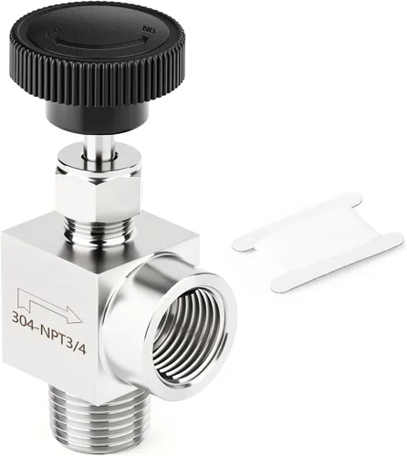 Miniatura 25 de TAISHER 1 pieza Válvula de aguja recta de acero inoxidable 304 1/2" NPT macho x 1/2" NPT hembra para control de flujo de agua, gas, aceite con rosca