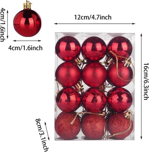 Miniatura 2 de Esferas colgantes para árbol de Navidad, 24 piezas de adornos irrompibles, plástico de 1.6 pulgadas, irrompible, Navidad, boda, fiesta, vacaciones
