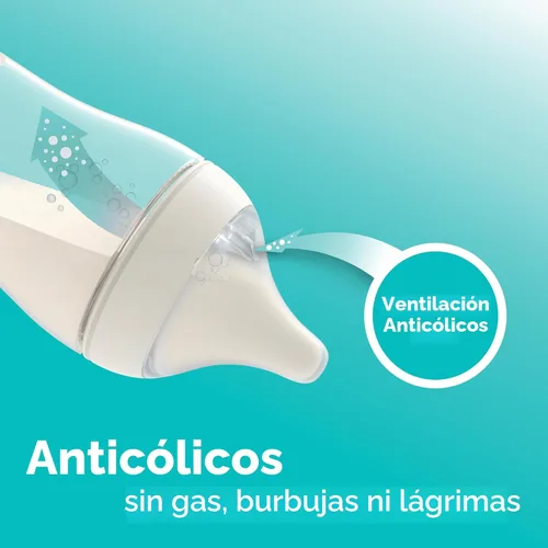 Miniatura 6 de NUK Perfect Match 2 en 1 botella natural y anticólicos con flujo medio, pezón ancho y adaptable, 8 onzas, paquete de 4, sin BPA