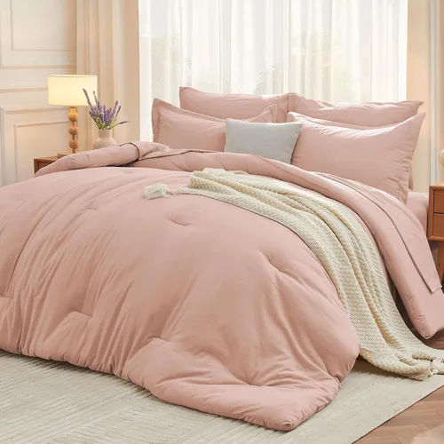 Miniatura 14 de MUXHOMO Juego de edredón de 5 piezas Twin XL, cama suave en una bolsa tamaño Twin XL, juego de ropa de cama para todas las estaciones con edredón