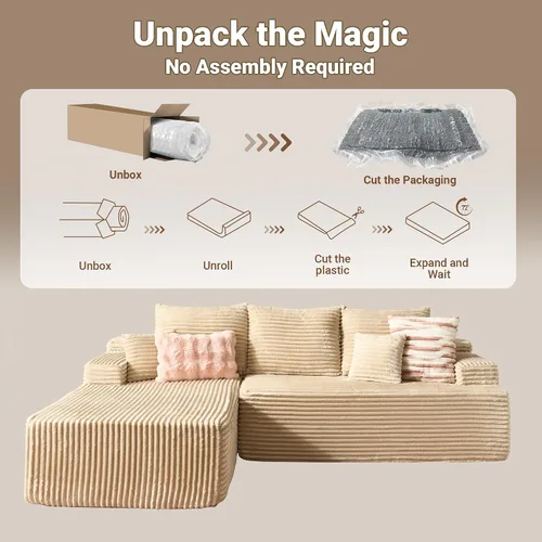 Miniatura 7 de Sofás seccionales Cloud de 96 pulgadas para sala de estar, sofá sin hueso en forma de L con cómoda silla, sofá modular con asiento profundo,