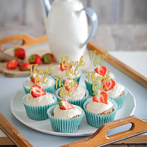 Miniatura 6 de Rsstarxi Paquete de 24 adornos para cupcakes con purpurina con purpurina para dar gracias, decoración de pasteles para el día de Acción de Gracias
