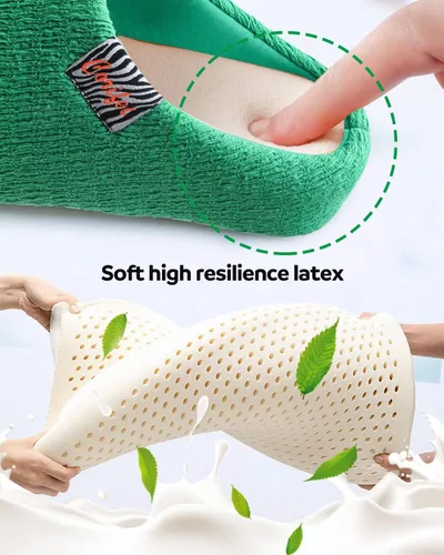 Miniatura 3 de Pantuflas suaves para mujer con espuma viscoelástica de dos tonos para dormitorio, zapatos de casa con suela de goma para interiores