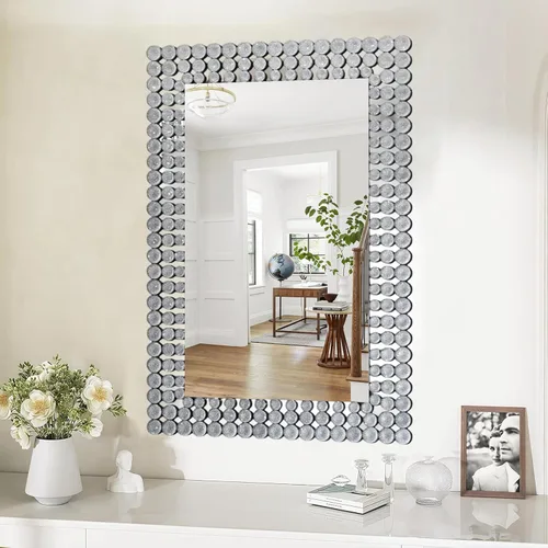 Miniatura 12 de KOHROS Crush Diamond Espejo de baño de 36 x 24 pulgadas, espejos de cristal para decoración de pared, espejo de pared rectangular para baño, entrada