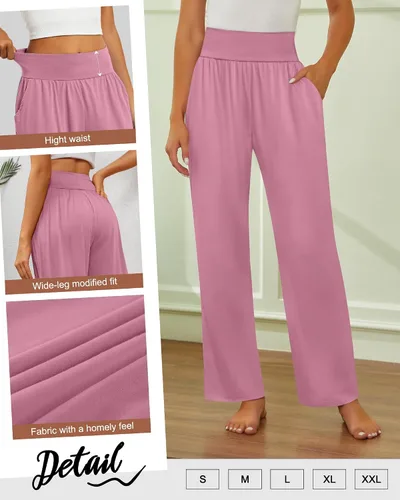 Miniatura 147 de Neer - Conjunto de 3 pantalones de yoga de pierna ancha para mujer - Pantalones deportivos cómodos, holgados, de cintura alta y casuales
