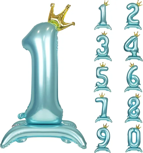 Miniatura 7 de Globos de aluminio grandes con corona negra número 0 para niños y niñas, cumpleaños, boda, aniversario, fiesta, baby shower, suministros 0