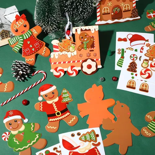 Miniatura 4 de Funrous Kit de Manualidades de Hombres de Pan de Jengibre de Navidad de 48 Piezas Haz Tu Propio Hombre de Pan de Jengibre Adornos Colgantes