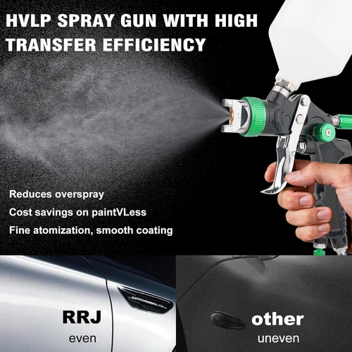 Miniatura 3 de HVLP - Pistola pulverizadora de pintura, sistema de alimentación por gravedad de aire con 3 boquillas de 1.4/1.7/0.098 in y regulador