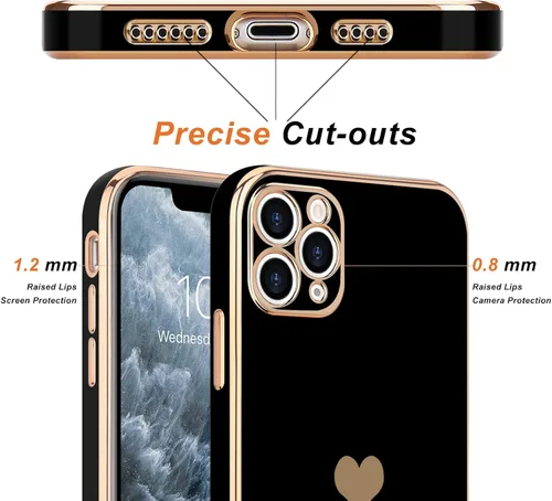 Miniatura 3 de Teageo Funda para iPhone 11 Pro Max para niñas y mujeres, lindo corazón de amor, cubierta trasera suave, protección completa elevada, protección