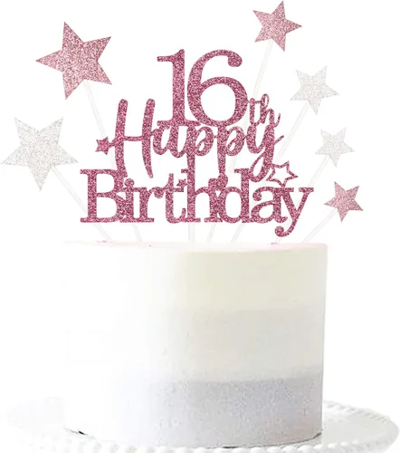Miniatura 31 de Decoración brillante para tarta de primer cumpleaños feliz con estrella, adornos personalizados para tarta de 1 cumpleaños, decoraciones de fiesta