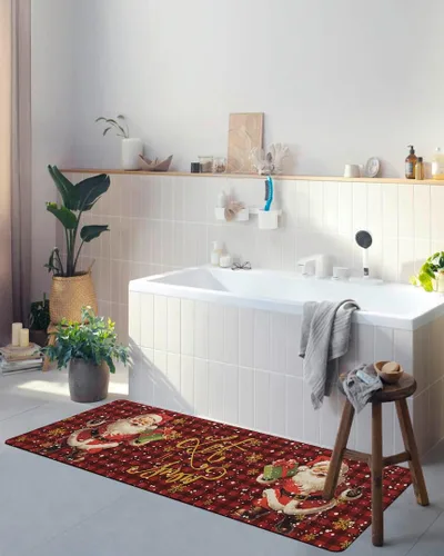 Miniatura 4 de Tapete de baño de Navidad para bañera, antideslizante, de secado rápido y absorbente, tierra de diatomeas, fregadero, dormitorio, cocina, lavable