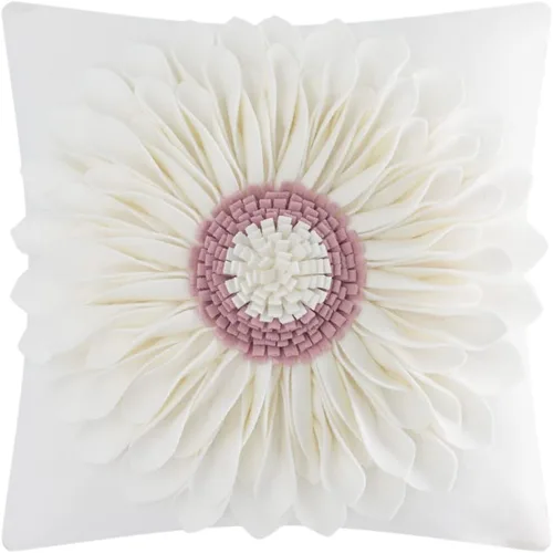 Miniatura 16 de OiseauVoler - Funda de cojín decorativa, hecha a mano, con girasol 3D, para sala de estar, hogar, cama, decoración de 18x18 pulgadas Azul-azul
