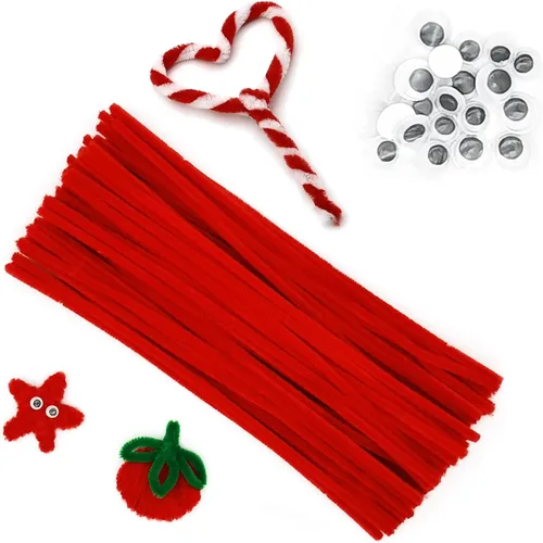 Miniatura 9 de Cldamecy 100 limpiadores de tuberías blancos con 20 ojos salteados, tallos de felpilla para proyectos de manualidades, limpiadores de tuberías