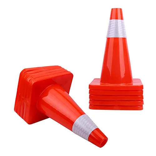 Miniatura 4 de Paquete de 10 conos de tráfico de 18 pulgadas, conos de seguridad de PVC para estacionamiento en carretera, conos de peligro pesados, conos