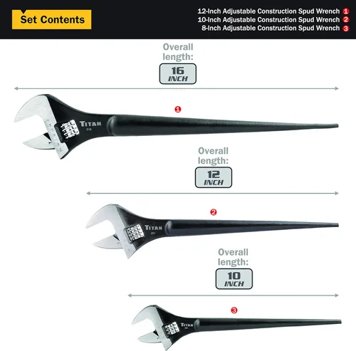 Miniatura 2 de Titan 223 Llave de construcción ajustable, juego de 3 piezas