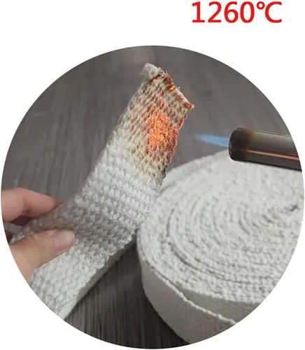 Miniatura 4 de Cinta de silicato de aluminio de fibra de cerámica - Retardante de llama, tropical, resistente a altas temperaturas, ignífuga, cinta de tela