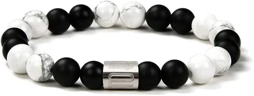 Morchic Pulsera elástica con cuentas de ónixhowlita blanca mate natural, unisex, 0.315 in, Gema