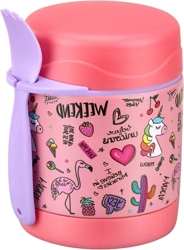 Miniatura 8 de Tarro de comida aislado para niños con cuchara, acero inoxidable de 10 onzas, a prueba de fugas, boca ancha, termo para comida caliente