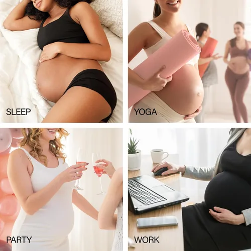 Miniatura 5 de Motherhood Maternity Ropa interior de maternidad para mujer, paquete de 2 unidades, esenciales posparto, sin costuras, tallas grandes, Negro y Beige