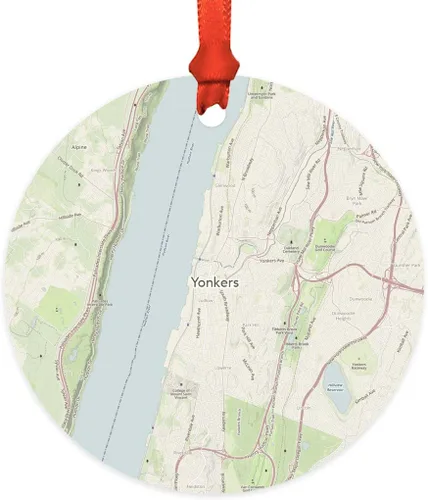 Miniatura 23 de Andaz Press Mapa de la ciudad de Estados Unidos redondo de madera natural MDF ornamento de Navidad, Akron, Ohio Vintage Mapa, 1 paquete, larga