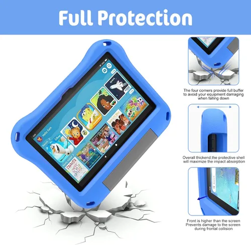 Miniatura 3 de DiHines - Funda para tablet de 8 pulgadas, fundas ligeras a prueba de golpes con soporte de asa, color azul