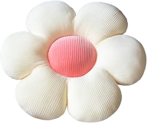 Miniatura 13 de ELONEL Almohada con forma de flores, asiento de oficina, cojín de automóvil, color crema (21.6 pulgadas)