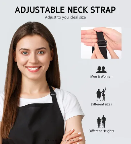 Miniatura 4 de Syntus Paquete de 12 delantales con peto, delantales unisex, ajustables, resistentes a las gotas de agua, con 2 bolsillos, delantal de cocina