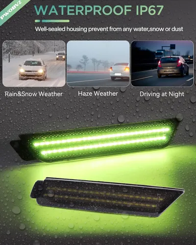 Miniatura 7 de Luz de marcador lateral verde compatible con Chevy Camaro de 5ª generación 2010 2011 2012 2013 2014 2015, luces LED ahumadas 4
