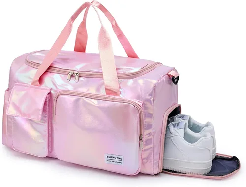 Miniatura 91 de Pequeña bolsa de gimnasio para mujer, bolsa de viaje con compartimento para zapatos
