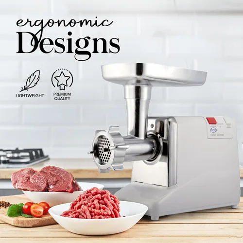 Miniatura 2 de Alpine Cuisine Picadora de carne eléctrica de acero inoxidable de 1000 W con aprobación UL, bandeja de carne de alta capacidad, máquina de relleno